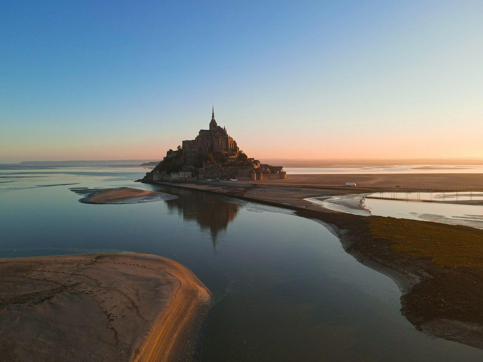 Mont-Saint-Michel surrounded by water at high tide