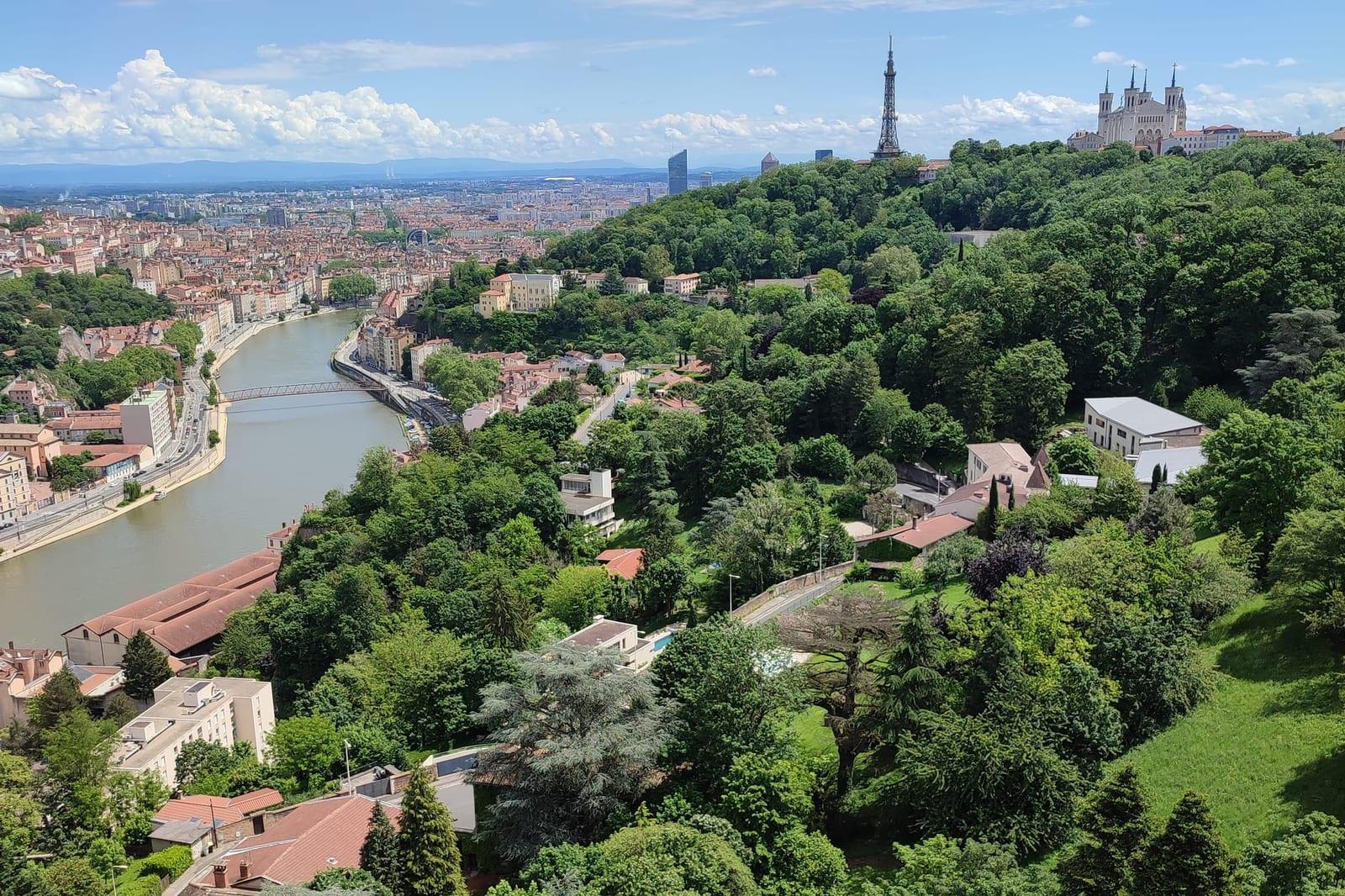 The Saône and the hill of Fourvière seen from above