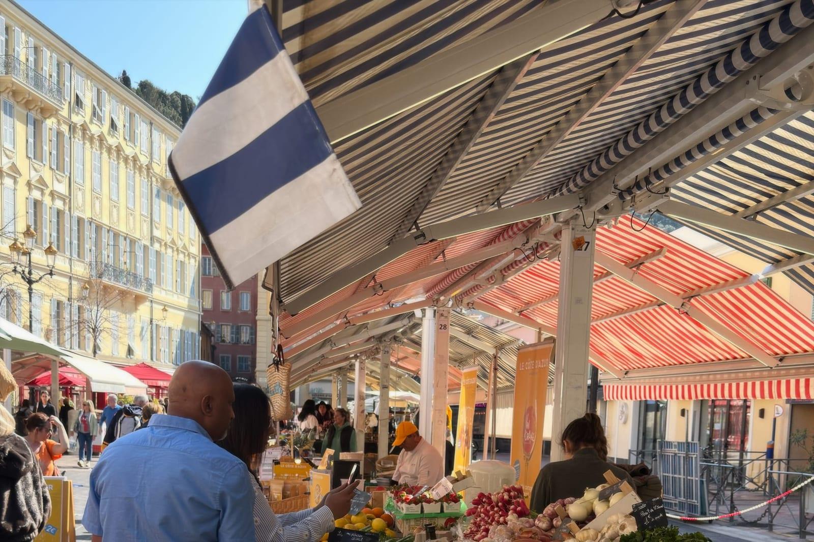 Flower and vegetable stalls in the Cours Saleya