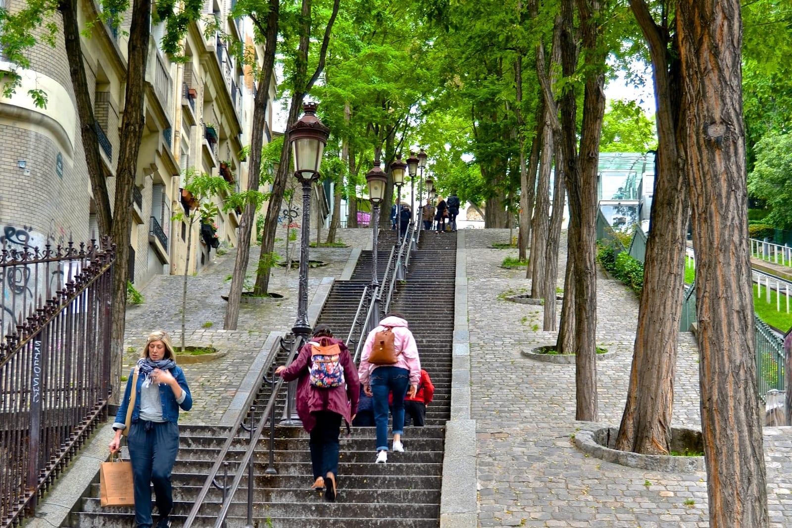 The steps of the rue Foyatier climbing towards Montmartre