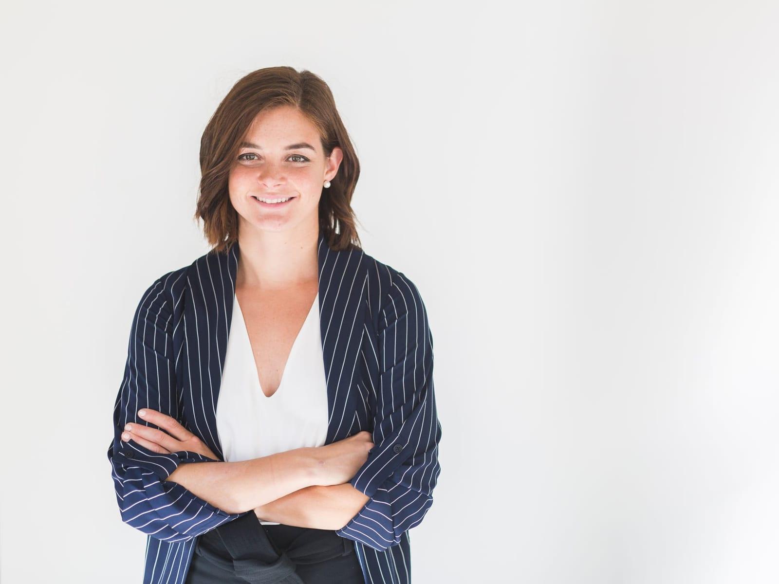 A corporate portrait session set up in a meeting room
